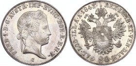 Austria 20 Kreuzer 1843 C
KM# 2208, Adamo# D7; N# 18459; Silver; Ferdinand I; AUNC