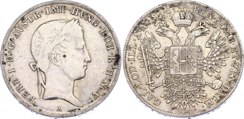 Austria 1/2 Taler 1843 A
KM# 2225; Silver; Ferdinand I; VF