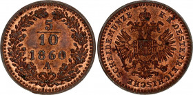 Austria 5/10 Kreuzer 1860 A
KM# 2182; N# 19281; Franz Joseph I; UNC with full mint luster