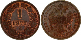 Austria 1 Kreuzer 1873 A
KM# 2186; N# 2360; Franz Joseph I; UNC with red mint luster