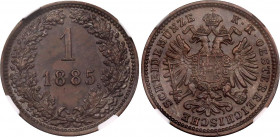 Austria 1 Kreuzer 1885 NGC MS 63 BN
KM# 2187; N# 1268; Copper; Franz Joseph I