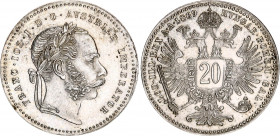 Austria 20 Kreuzer 1869
KM# 2212; Silver; Franz Joseph I; UNC