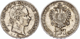 Austria 1/4 Florin 1859 V
KM# 2214; Silver; Franz Joseph I; Venice Mint. XF.