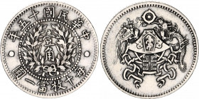 China Republic 10 Cents 1926 (15)
Y# 334; Silver 2.68 g.; AUNC with minor hairlines