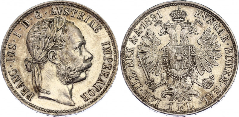 Austria 1 Florin 1881
KM# 2222, Schön# 149; N# 4726; Silver; Franz Joseph I; Mi...