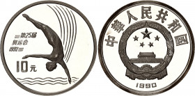 China 10 Yuan 1990
KM# 301; Silver., Proof; Olympiad in Barcelona 1992, platform diver