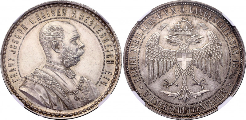 Austria 2 Gulden 1888 5th Austrian Federal Shooting Festival in Vienna NGC MS 61...