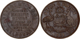 Australia 1 Penny Token 1861
KM# Tn133; N# 26434; Copper; Robert Hyde & Co; Melbourne; XF