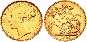 Australia 1 Sovereign 1882 M
KM# 7; N# 9310; Gold (.917) 7.99 g.; Victoria; Mint: Melbourne; XF