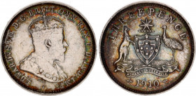 Australia 3 Pence 1910
KM# 18; Silver; Edward VII; XF-AUNC Toned