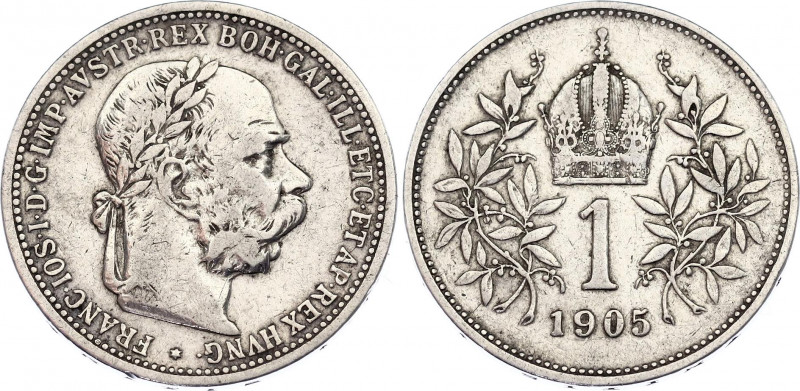Austria 1 Corona 1905
KM# 2804; Silver; Franz Joseph I; VF