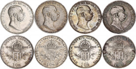 Austria 4 x 1 Corona 1908
KM# 2808, N# 7095; Silver; Franz Joseph I; 60th Anniversary of the Reign of Franz Joseph I; XF/UNC