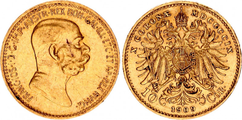 Austria 10 Corona 1909
KM# 2815; N# 14762; Gold (.900); 3.3875g.; Franz Joseph ...