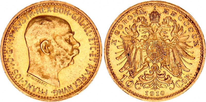 Austria 10 Corona 1910
KM# 2816; N# 20870; Gold (.900); 3.3875g.; Franz Joseph ...