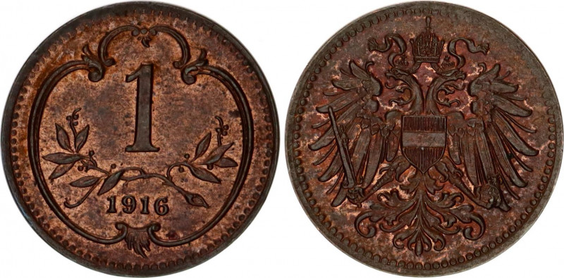 Austria 1 Heller 1916
KM# 2823; N# 12312; Karl I; UNC with mint luster