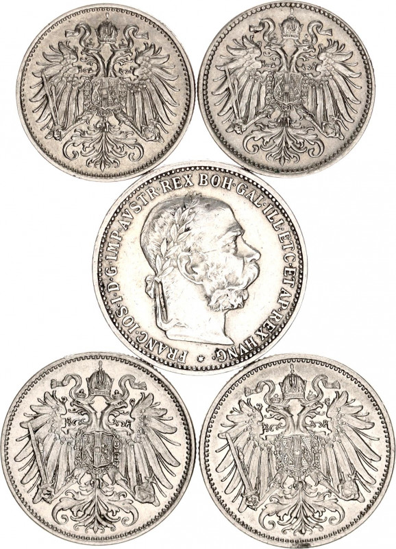 Austria Lot of 5 Coins 1893 - 1895
With Silver; Various Dates & Denomination; X...