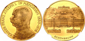 Austria 5 Dukat Gold Medal in Memory of Franz Joseph 1830 - 1916 NGC MS 63
Franz Joseph I. in Memoriam 1830-1916. 17,39 g, 32 mm; Von Bodlak, Rv.: Sc...