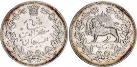 Iran 5000 Dinars 1902 AH 1320
KM# 976; Dav. 288; Silver; Muzaffar al-Din Shah; Mint: Saint Petersburg; AUNC