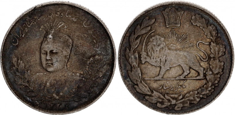 Iran 1000 Dinars 1914 AH 1333
KM# 1056; Silver; Ahmad Shah; VF Toned