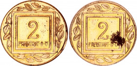 Austria Freistadt 2 Heller Lagergeld 1915 - 1918 (ND) K&K POW
Men05# 8238.13; N# 142550; Brass; K&K POW Freistadt; Franz Josef I; UNC with corrossion