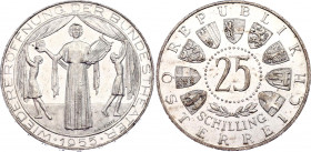 Austria 25 Schilling 1955 Proof
KM# 2880; Silver, Proof; Reopening of the National Theater in Vienna; Mintage 1.000 pcs