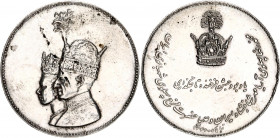 Iran Silver Coronation Medal Pahlavi Mohammad Reza Shah & Farah 1967 AH 1346
Silver 11.03 g., 30 mm., Proof; UNC with minor hairlines