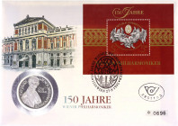Austria 100 Schilling 1992 FDC
KM# 3005; Silver., Proof; 150 years of Vienna Philharmonic - Otto Nicolai; FDC - First Day Cover