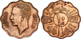 Iraq 10 Fils 1938 AH1357
KM# 103b, Schön# 10b; N# 8605; Bronze; Ghazi I; UNC