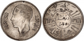 Iraq 50 Fils 1938 AH 1357
KM# 104; Silver; Ghazi I; XF