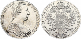 Austria 1 Taler 1780 X Proof Restrike
KM# T1; Silver; Maria Theresia; UNC Proof