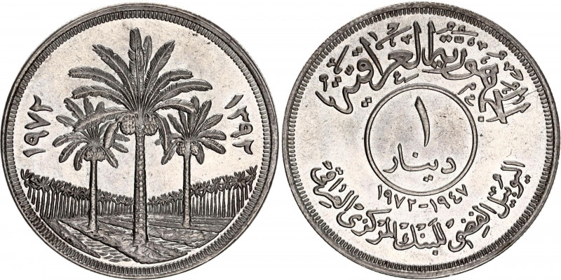 Iraq 1 Dinar 1972 AH 1392
KM# 137; Silver; 25th Anniversary of the Central Bank...