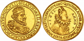 Hungary Gold Medal of 4 Dukat "Wedding to Anna of Austria" 1611 Restrike
Montenuovo-711. Struck upon Holy Roman Emperor Matthias II's coronation as K...