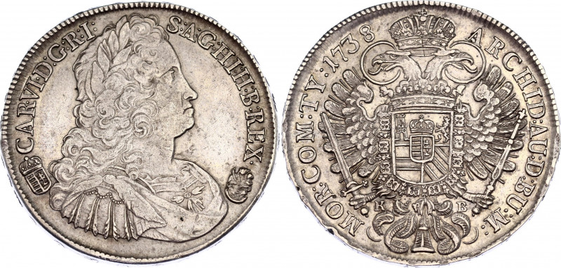 Hungary 1 Taler 1738
KM# 310.2; Dav. 1062; H# 1606; ÉH# 1185; Silver; Karl VI; ...