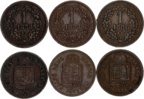 Hungary 3 x 1 Krajczar 1878 - 1886 KB
KM# 458; N# 7206; Franz Joseph I