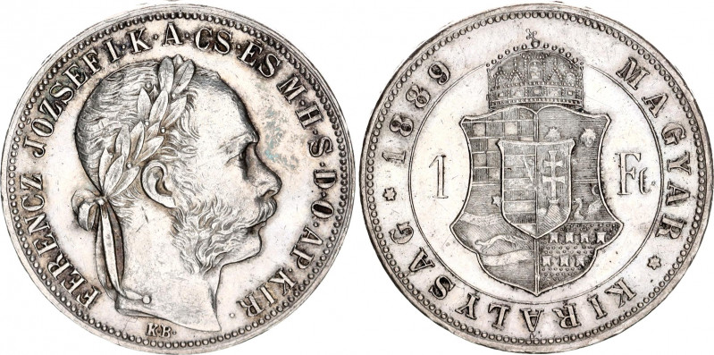 Hungary 1 Forint 1889 KB
KM# 469; N# 26846; Silver; Franz Joseph I; AUNC- with ...