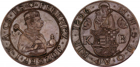Hungary 1.25 Taler 1896 KB Restrike in Copper
Copper 29.25 g., 40 mm.; Commemorative to 1000 Years of Hungary. Unusual coin. Off-metal strike in Copp...