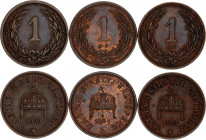 Hungary 3 x 1 Filler 1894 - 1903 KB
KM# 480; N# 7209; Franz Joseph I