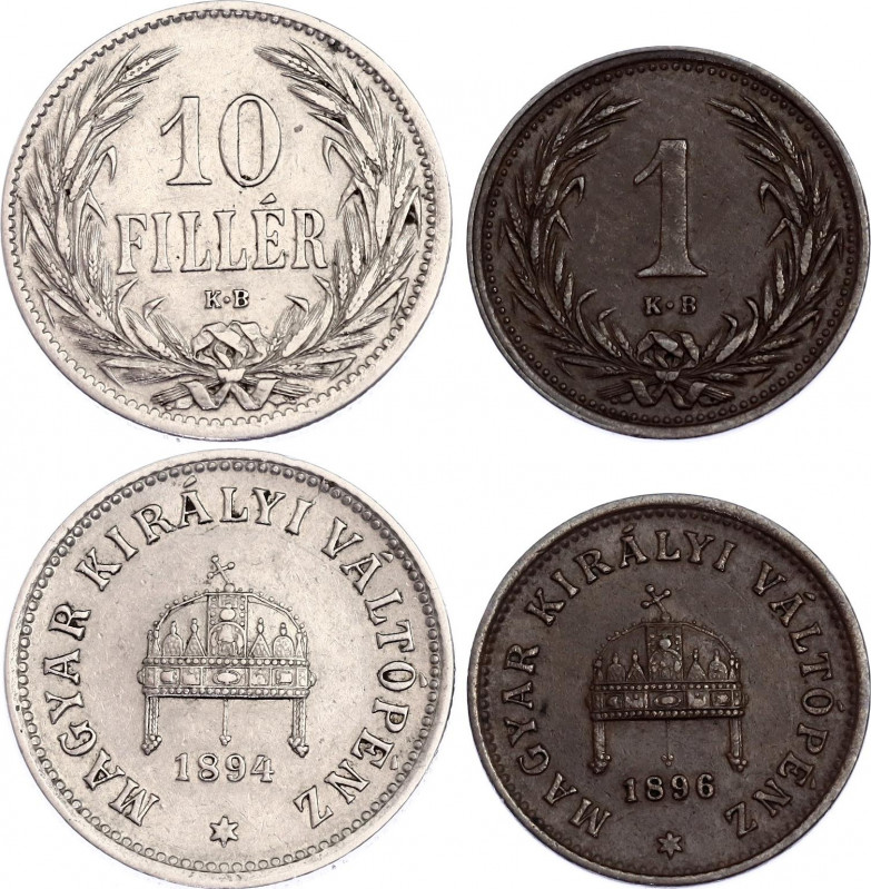 Hungary 1 Filler 1896 & 10 Filler 1894 KB
AUNC.