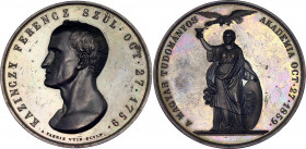 Hungary Bronze Medal "100th Birthday of Ferencz Kazinczy" 1859
Wurzb. 4583; Bronze 71.02 g.,50 mm; by A. Fabris; 100th Birthday of Ferencz Kazincz (1...
