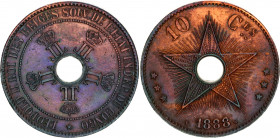 Belgian Congo 10 Centimes 1888
KM# 4; N# 7012; Copper; Léopold II; UNC Toned