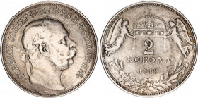 Hungary 2 Korona 1912 KB Altered Surfaces
KM# 493; Silver; Franz Joseph I; VF/XF