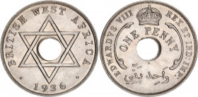 British West Africa 1 Penny 1936 H
KM# 16; N# 9102; Copper-nickel; Edward VIII; UNC
