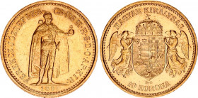 Hungary 10 Korona 1897 KB
KM# 485, ÉH# 1491, H# 2200, Adamo# K8; N# 10813; Gold (.900); 3.3875g.; Franz Joseph I; XF-AUNC