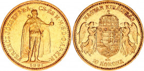 Hungary 10 Korona 1901 KB
KM# 485, ÉH# 1491, H# 2200, Adamo# K8; N# 10813; Gold (.900); 3.3875g.; Franz Joseph I; XF-AUNC