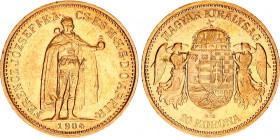 Hungary 10 Korona 1904 KB
KM# 485, ÉH# 1491, H# 2200, Adamo# K8; N# 10813; Gold (.900); 3.3875g.; Franz Joseph I; Luster; XF-AUNC