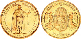 Hungary 10 Korona 1906 KB
KM# 485, ÉH# 1491, H# 2200, Adamo# K8; N# 10813; Gold (.900); 3.3875g.; Franz Joseph I; Luster; XF-AUNC