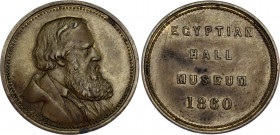 Egypt Egyptian Hall Museum Albert Smith Brass Token 1860
Brass; 23 mm.; with a portrait of Albert Smith facing right, on the reverse, acknowledging w...