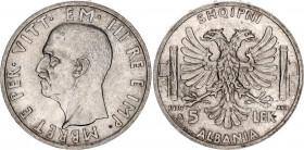 Albania 5 Lek 1939
KM# 33; Silver; Vittorio Emanuele III; UNC