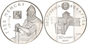 Belarus 20 Roubles 2007
KM# 165; Silver., Proof; Strengthening and Defending the State – Gleb of Minsk