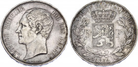 Belgium 5 Francs 1852
KM# 17; Leopold I; Silver, XF-AU, mint luster, rich dark patina.